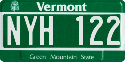VT license plate NYH122