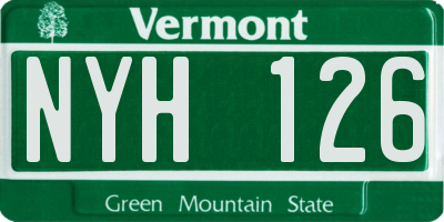 VT license plate NYH126