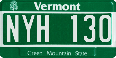 VT license plate NYH130