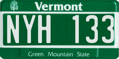 VT license plate NYH133