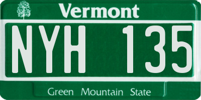 VT license plate NYH135