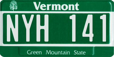 VT license plate NYH141