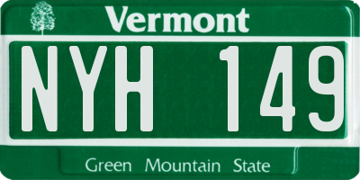 VT license plate NYH149