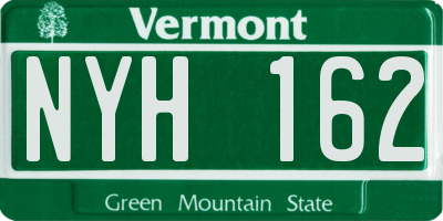 VT license plate NYH162