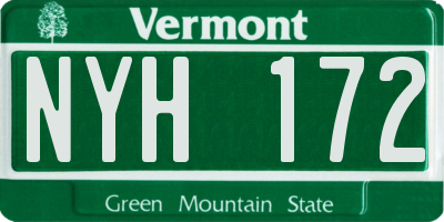 VT license plate NYH172