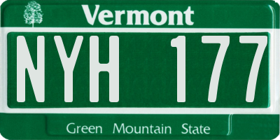 VT license plate NYH177