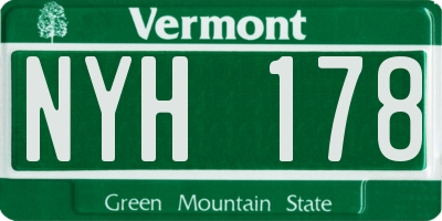 VT license plate NYH178