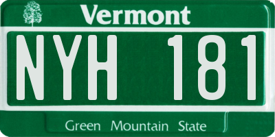 VT license plate NYH181