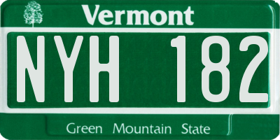 VT license plate NYH182
