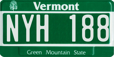 VT license plate NYH188