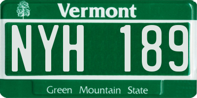 VT license plate NYH189