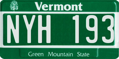 VT license plate NYH193