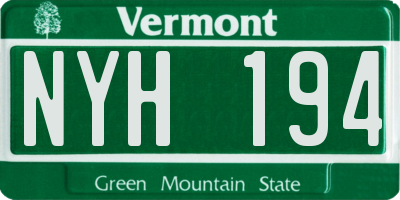 VT license plate NYH194