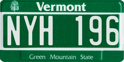 VT license plate NYH196