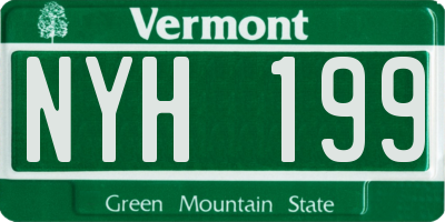 VT license plate NYH199