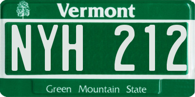 VT license plate NYH212