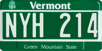 VT license plate NYH214