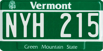 VT license plate NYH215