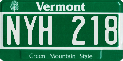 VT license plate NYH218
