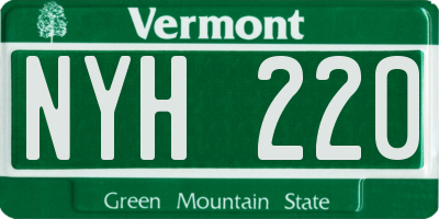VT license plate NYH220