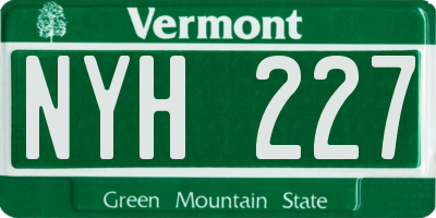 VT license plate NYH227