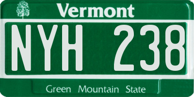 VT license plate NYH238