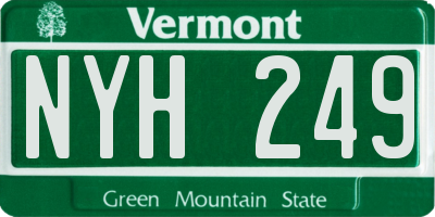 VT license plate NYH249