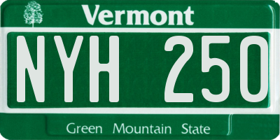 VT license plate NYH250