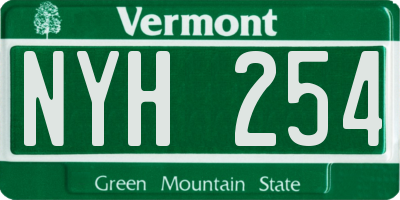 VT license plate NYH254