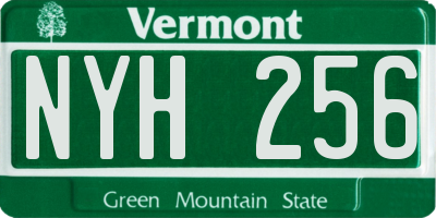 VT license plate NYH256