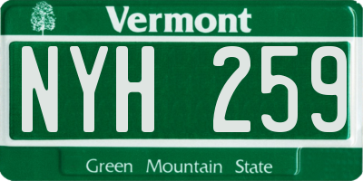 VT license plate NYH259