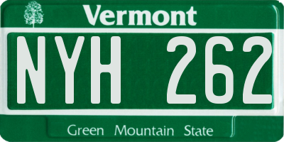 VT license plate NYH262