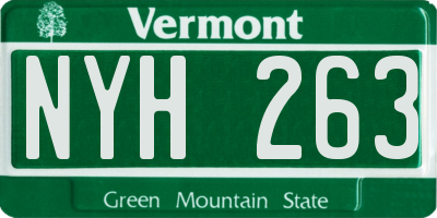 VT license plate NYH263