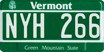 VT license plate NYH266