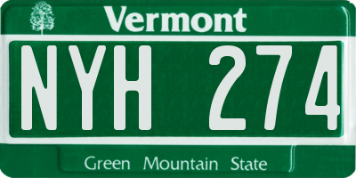 VT license plate NYH274