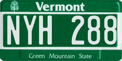 VT license plate NYH288
