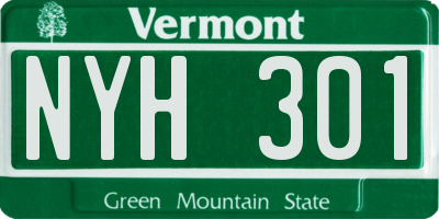 VT license plate NYH301