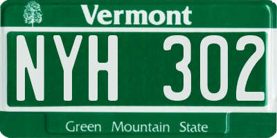 VT license plate NYH302