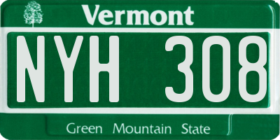 VT license plate NYH308