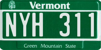 VT license plate NYH311