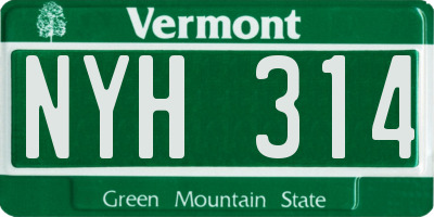 VT license plate NYH314