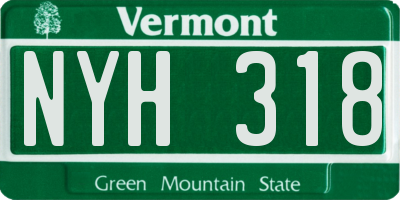 VT license plate NYH318