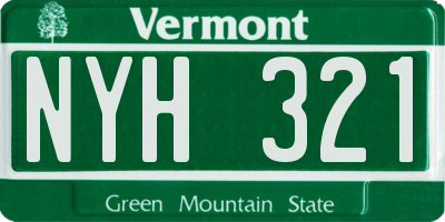 VT license plate NYH321