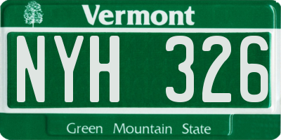VT license plate NYH326
