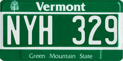 VT license plate NYH329