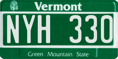 VT license plate NYH330