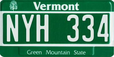 VT license plate NYH334