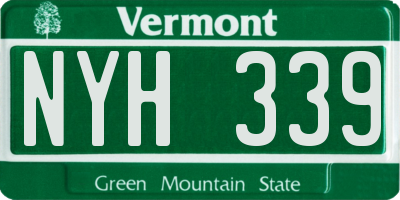 VT license plate NYH339