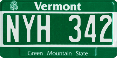 VT license plate NYH342