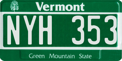 VT license plate NYH353